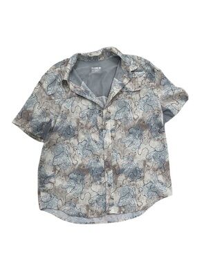 Reel Legends Men’s XL Button-Down – Topographic Terrain Print